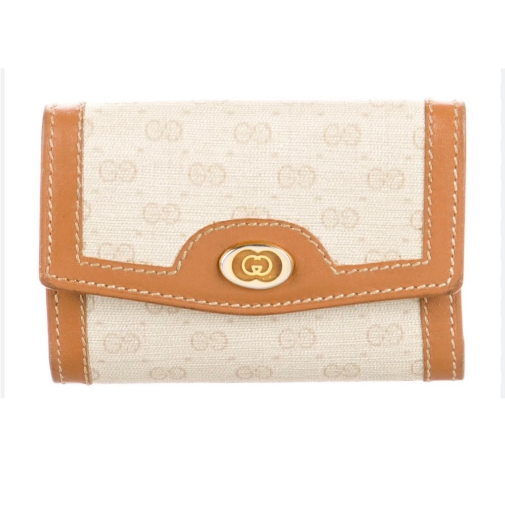 Vintage Gucci Cream and Tan Wallet key case